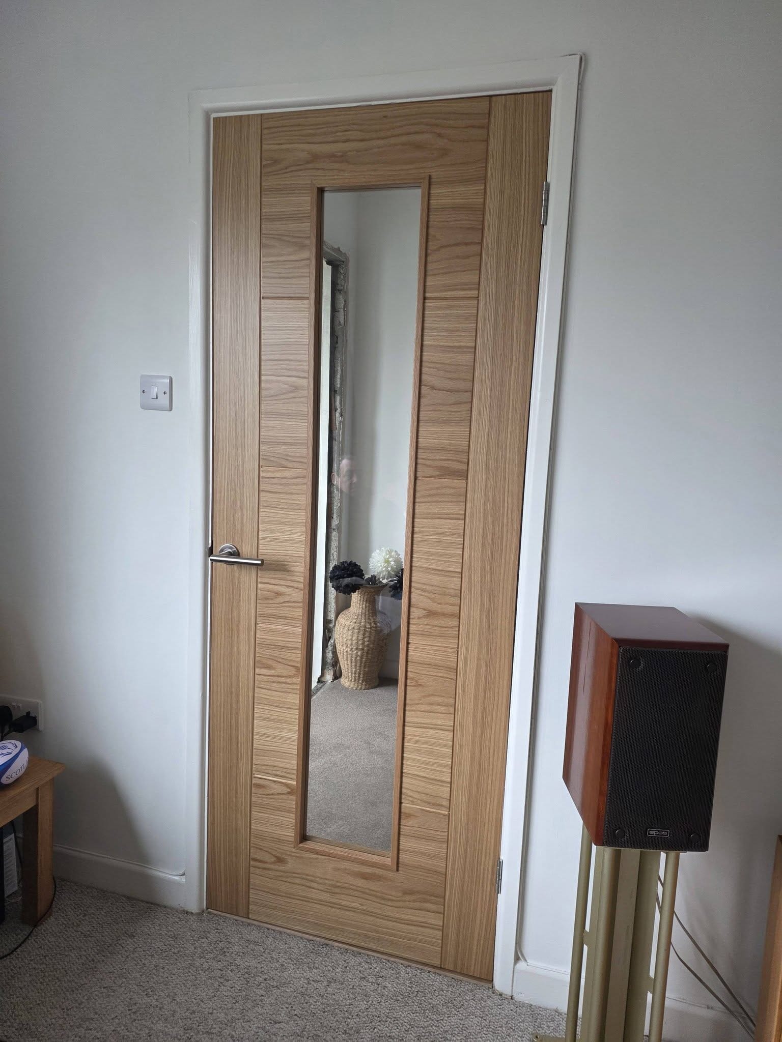 1981 x 762 x 35mm (30") Modern 7 Panel Oak Clear Glazed - Prefinished Internal Doors